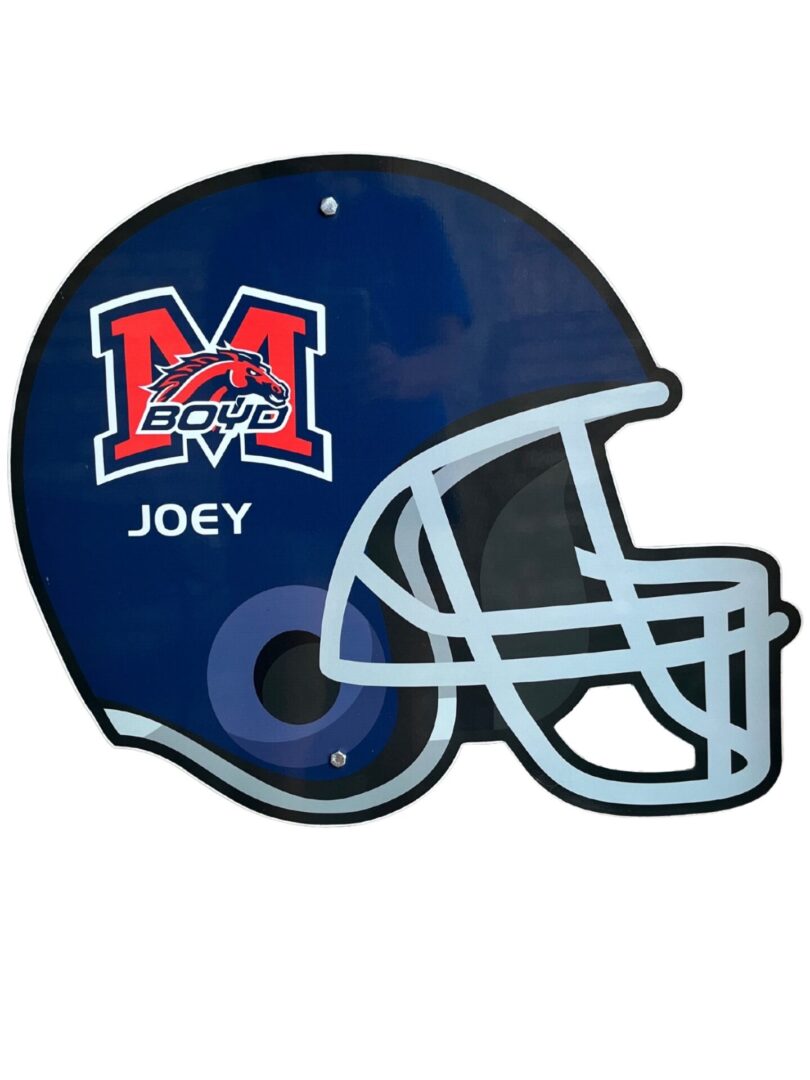 A navy-blue football helmet