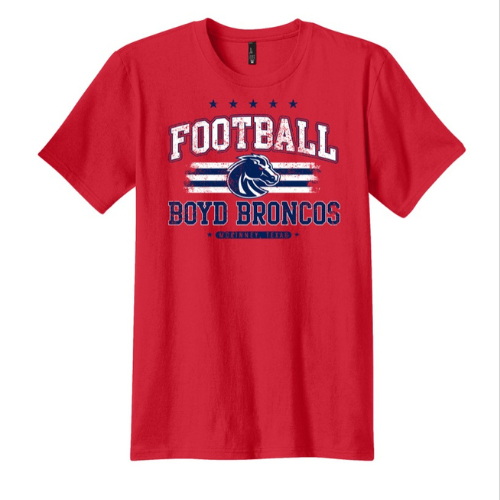 A red Boyd Broncos football shirt
