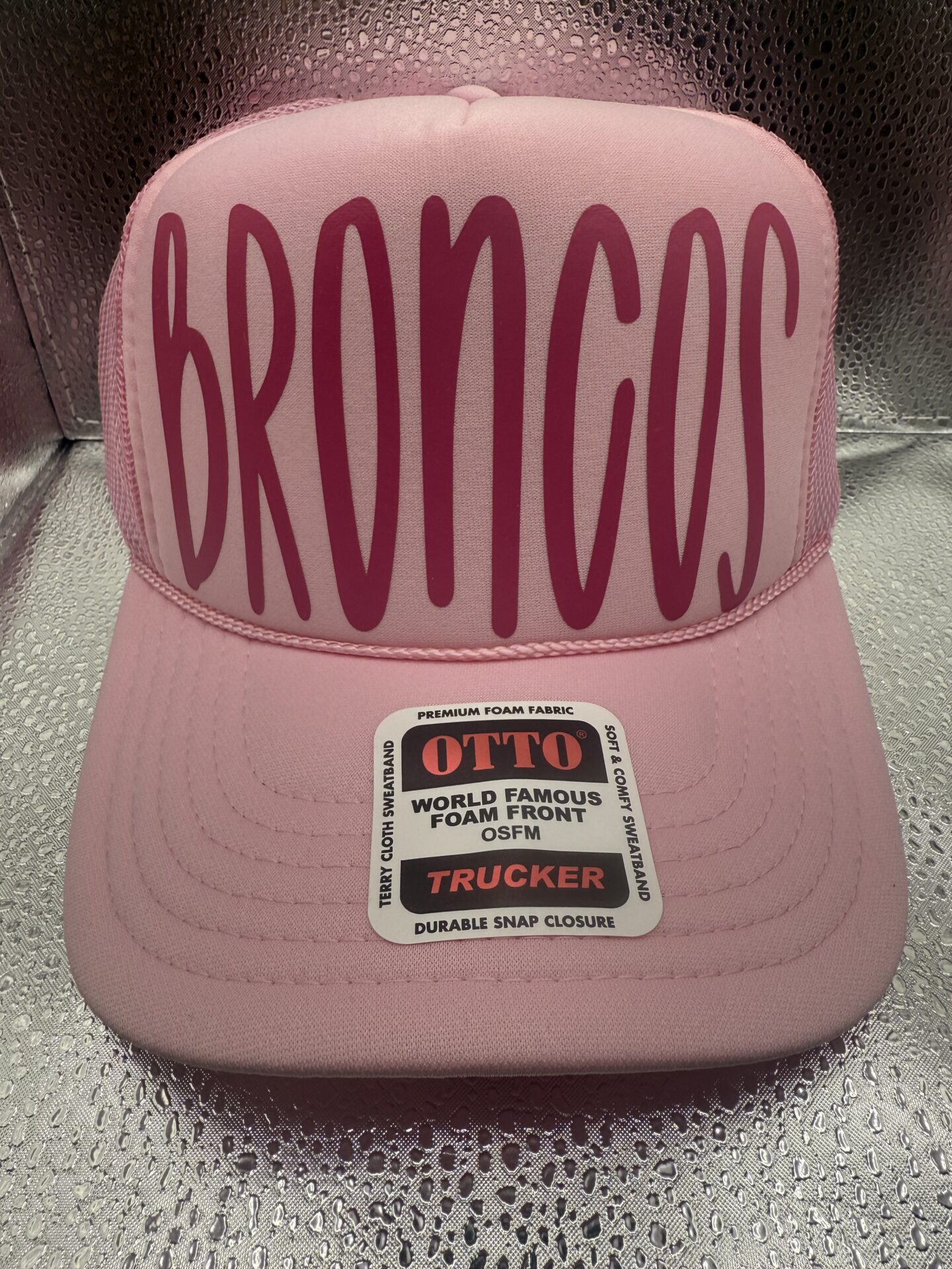 pink out trucker hat